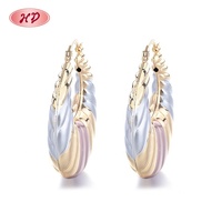Boucles d'oreilles pour femmes plaquées or 18 carats avec motif zircon, accessoires de mode exquis en laiton laminé
