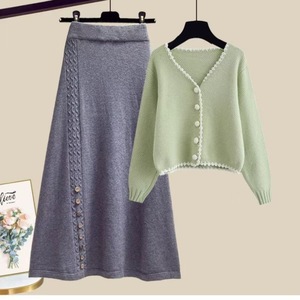 Thiết Kế Mới Của Phụ Nữ Áo Len Thiết Lập Màu Rắn Thời Trang V Cổ Cardigan Giản Dị Thoải Mái Dài Tay Áo Hai-Mảnh Thiết Lập - Product Image 4