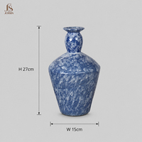 Ensemble de 2 vases à fleurs en céramique nordique Jossin avec glaçure mouchetée bleue et blanche pour la décoration de la maison, étagère de salon et présentation sur table