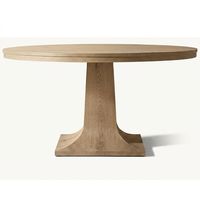 Table à manger ronde en bois de chêne de style Gustavien, pieds coniques, mobilier géométrique minimaliste pour espace à manger moderne