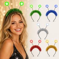 Serre-tête LED de Noël lumineux en forme d'alien, clignotant, avec pompon en fourrure, idéal pour les concerts, festivals de musique et fournitures de fête