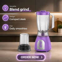 Blender de table électrique Deluxe 350W 1,5L, lame en acier inoxydable étanche, pour jus de fruits, smoothies, usage domestique et hôtelier