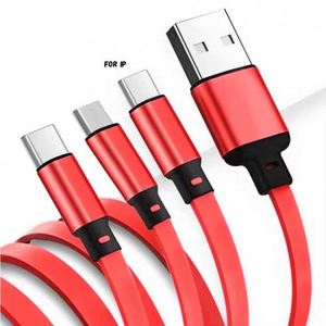 Câble de données liquide 3-en-1 personnalisé avec logo publicitaire, charge rapide 3A, câble de charge télescopique à trois embouts - Product Image 3