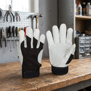 Leather Work Gloves Anti-Slip Textured Fingertips Elastic Wristband General Purpose Safety Gloves - Product Image 2