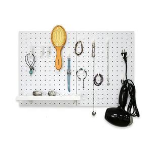 MDF Self-Adhesive Pegboard Wall <b>Board</b> Free Punching Perforated Design Includes Wall Shelves Living Room Space Storage Kit Single - Product Image 6