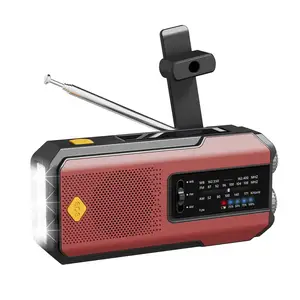 Radio solare di emergenza, Radio portatile a manovella AM/FM con torcia LED di allarme SOS, Power Bank ricaricabile da 2000mAh
