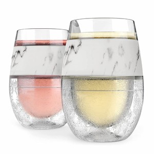 10 Oz ठंडा कप दोहरी दीवार अछूता Freezable पेय द्रुतशीतन के लिए ठंड के साथ जेल चश्मा लाल और सफेद शराब गिलास - Product Image 3