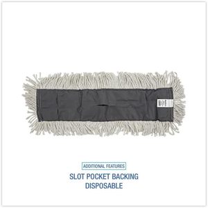 Boardwalk 24 In. X 5 In. Disposable <b>Dust</b> Mop Head White-Cotton/Synthetic Cut End - Product Image 2