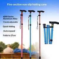 Bâton de marche télescopique léger en alliage d'aluminium à quatre pieds, réglable, portable, pour personnes âgées et handicapées, vente en gros
