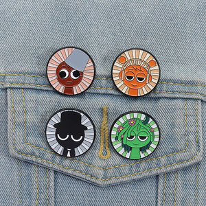 เข็มกลัดโลหะสีดำปักหมุดลงยาตัวละครในเกมแนวเพลงแบบลำลองเข็มกลัดโลหะประดับปกเสื้อสัญลักษณ์เครื่องประดับของขวัญ - Product Image 1