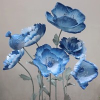 Fleur géante en papier bleu unique faite à la main, grande taille, pour décoration de mariage, fenêtre, mur, événementiel