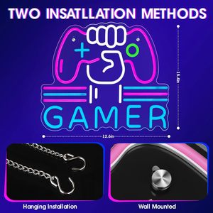 ไฟนีออน LED สำหรับเกมเมอร์ ไม่ต้องติดตั้ง ใช้ตกแต่งภายในร้านอินเทอร์เน็ตคาเฟ่ คลับ ไฟสร้างบรรยากาศ รูปทรงจอยเกม - Product Image 4