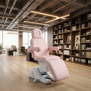 Fauteuil-lit électrique à mécanisme de levage en cuir PU bleu, mobilier de salon au design contemporain, lit de spa facial électrique motorisé - Product Image 5