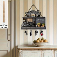 Porte-clés en bois rétro en forme de tournesol, mini décoration florale pour chambre ou porche, suspension multifonctionnelle