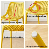 Chaise de salle à manger moderne en plastique respirant, légère et empilable, en PP, pour usage intérieur et extérieur