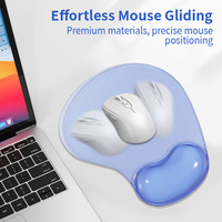 Tapis de souris en silicone transparent avec repose-poignets, pour jeux, bleu, petit tapis de clavier, résistant à l'eau et aux rayures