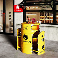 Ensemble de mobilier commercial industriel personnalisé en fer pour restaurants, salons de thé, cafés, salles de sport, salles de billard, tables et chaises en forme de fût d'huile