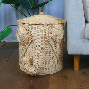 Handmade Wicker Elephant Storage <b>Basket</b> Round Eco-Friendly <b>Laundry</b> Hamper For Bathroom Toy Clothes Organizer - Product Image 1