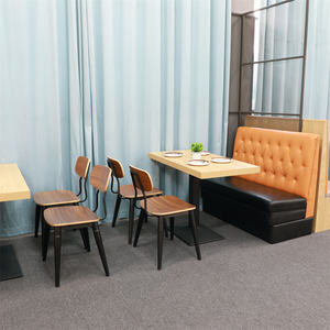 Ristorante <span class=keywords><strong>Cafe</strong></span> singolo doppio tavolo in pelle Set laminato sedia da tavolo mobili moderni - Product Image 2