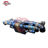Échappement Catback Valvetronic en Titane Grade 5 Vortex Haute Performance Finition Bleu Brûlé Écailles de Poisson Soudées pour Porsche 992 Carrera