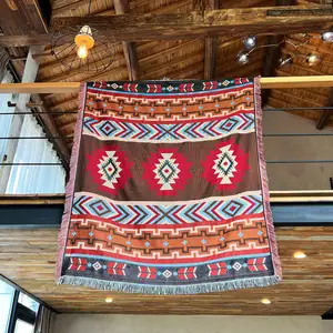 Ins New Design Custom Cotton Woven Blanket Jacquard Tapestry Picnic Blanket