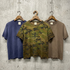T-<span class=keywords><strong>shirt</strong></span> d'été personnalisé pour <span class=keywords><strong>homme</strong></span> en coton imprimé camouflage, effet vieilli, délavé à l'acide, coupe ample et courte - Product Image 1