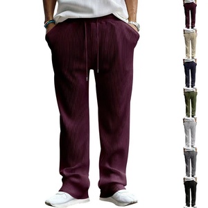 Pantaloni Casual da Uomo a Righe per l'Autunno, 280gsm, in Maglia Jacquard, Vita Alta, Vestibilità Comoda e Taglio Dritto - Product Image 1