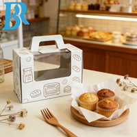 Boîte cadeau blanche personnalisée avec fenêtre transparente pour chapeaux et casquettes, boîte à friandises, fruits, raisins, boîtes à poignée en carton ondulé.