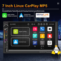 Autoradio Universal Linux 2 Din de 7 Pulgadas, Radio de Coche con Vídeo Estéreo, Carplay, Navegación GPS para Auto, Pantalla Táctil IPS