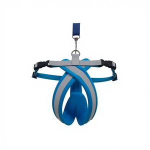 Harnais pour chien réfléchissant turquoise doublé de polaire avec options de laisse assortie pour la promenade des chiens - Product Image 1