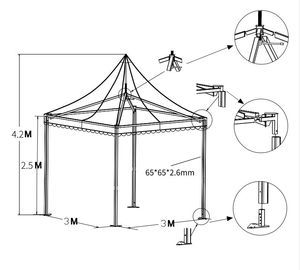 Tente Pagode Imperméable pour Jardin, <span class=keywords><strong>Chapiteau</strong></span> de Fête avec Structure en Aluminium – Vente Chaude Usine, Petite Tente <span class=keywords><strong>d</strong></span>'Exposition Extérieure en PVC et Aluminium - Product Image 6