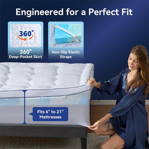 高級ホテル仕様 ソフト冷却整形外科用 ツイン・キング・ダブル・クイーンサイズ ジェルメモリーフォームベッド冷却マットレストッパー - Product Image 2