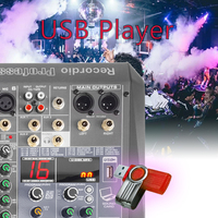 Console de mixage audio professionnelle GAX-ME6 à 6 canaux, portable, avec interface USB, entrée ordinateur, alimentation fantôme 48V et moniteur
