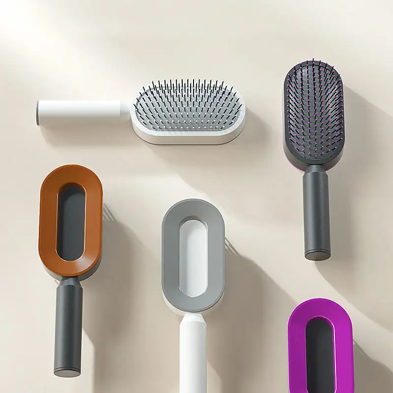 2023 Hot Selling 3D Salon Massage Detangling Hair Comb Plastic Self Cleaning Hair Brush for Women