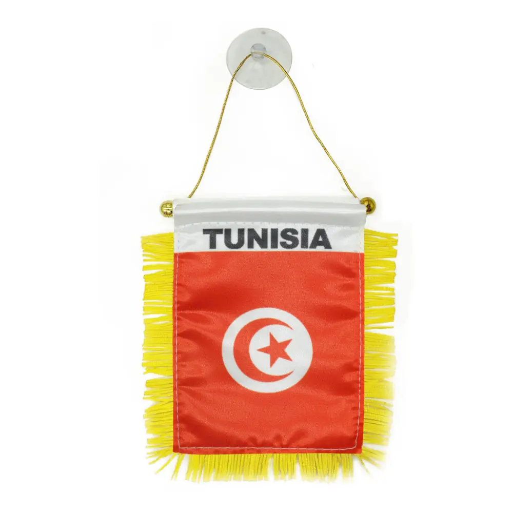 Custom Logo Hanging TUNISIA Pennant Flag for Car Rearview Mirror and Home Decoration