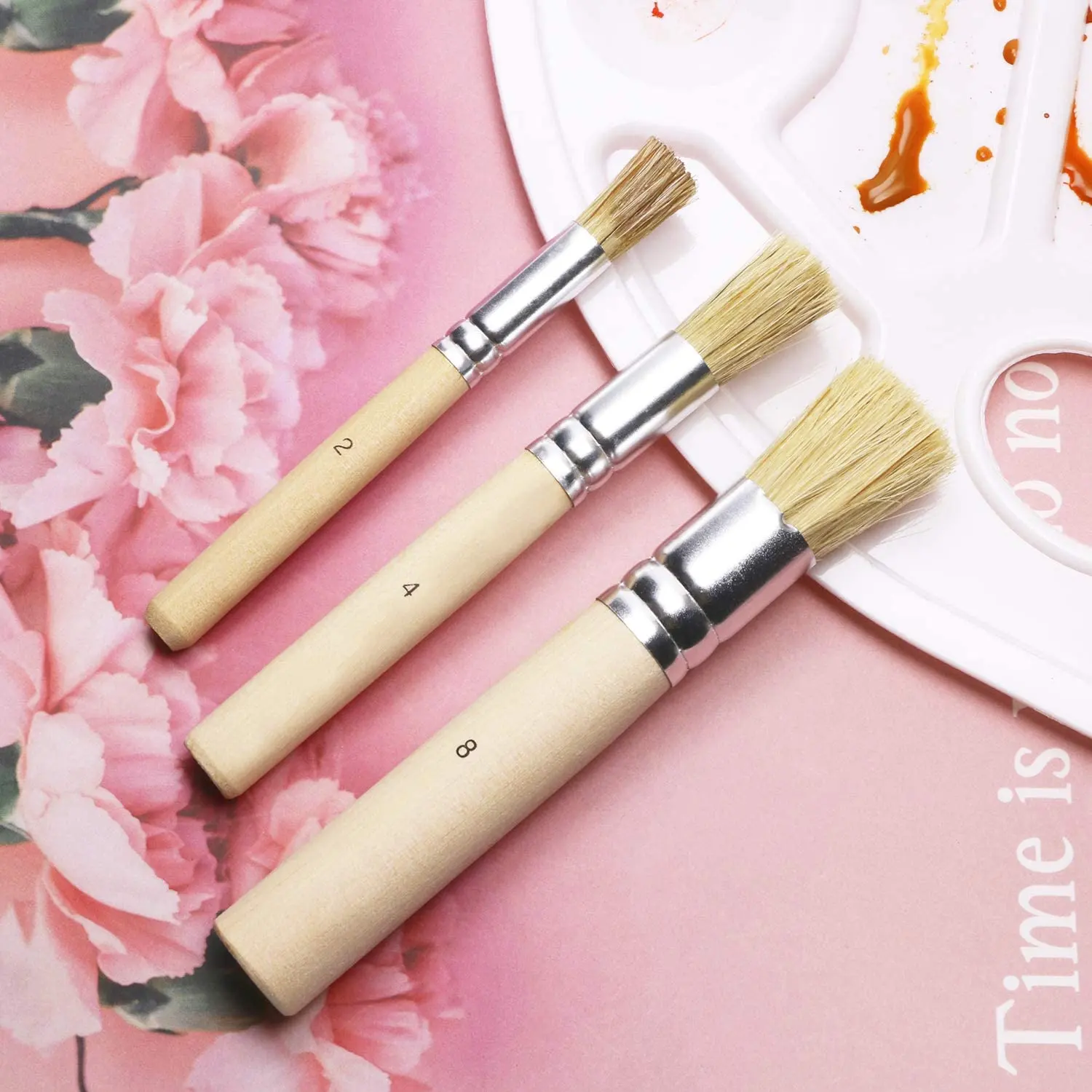 Bằng Gỗ Stencil Brush Set 3 Cái Lông Tự Nhiên Mẫu Bàn Chải Sơn Cho Acrylic Dầu Màu Nước Nghệ Thuật Vẽ Trên Gỗ Tường Giấy