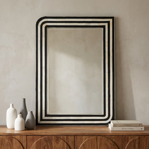 Handmade Modern Luxury Bone Inlay Eco-Friendly Decorative <b>Mirror</b> with Texture Floral Crown Frame for Stylish Homes - Product Image 1