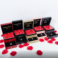 Boîte Cadeau Tiroir de Rangement en Forme de Fleur avec 9 Roses Savonnes, en Stock du Fabricant, pour Rouge à Lèvres, Colliers, Boucles d'Oreilles et Bijoux