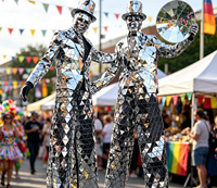 Costume de miroir réfléchissant pour homme, tenue de performance intégrale, idéal pour spectacles, festivals, fêtes et événements scéniques