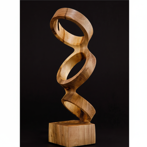 Escultura de madera pura con temas espirituales y poses serenas hechas a mano para salas de meditación rincones de oración - Product Image 1