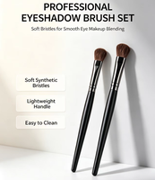 Lot de pinceaux à paupières professionnels en poils naturels avec manche métallique, assortiment deux pièces pour maquillage des yeux