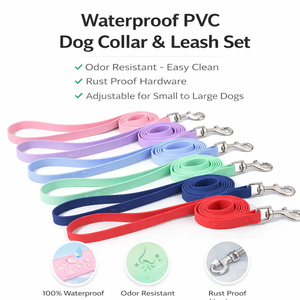 ชุดปลอกคอและสายจูงสุนัขแบบกันน้ำ ทำจาก PVC ปรับขนาดได้ ป้องกันกลิ่น ทำความสะอาดง่าย สำหรับสุนัขขนาดเล็ก กลาง ใหญ่ ใช้สำหรับเดินเล่นและฝึกสุนัข - Product Image 4