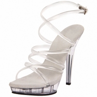 Chaussures de pole dance à talons hauts transparents Bride 13cm, talons fins de gladiateur, chaussures de club, chaussures de strip-tease, talons de plateforme, grande taille
