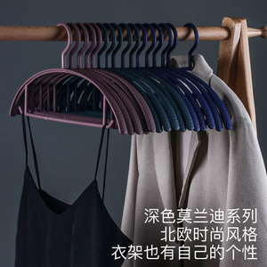 Nordic Style Velvet Clothes Hanger Non-Slip Plastic <b>Coat</b> Hanger For Adults Wardrobe Organizer Rectangle Shape <b>Hook</b> Type - Product Image 1