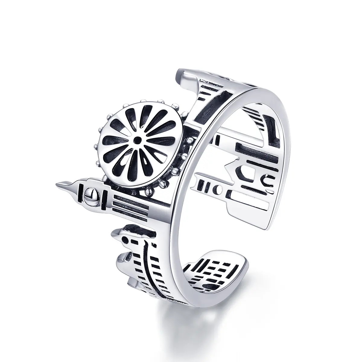 סיטונאי כסף סטרלינג 925 לונדון סיטי טבעת אצבע טבעות בניין בריטיות לנשים קוקטייל תכשיטי חתונה SCR474