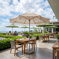 Parasol de patio en aluminium de luxe en gros, fait à la main, avec des glands en coton, des cordes en macramé, un parasol ouvert avec des franges