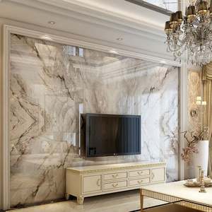 Custom Marble TV Feature Wall European Light Luxury Living Room Media Wall with Panel & Decorative <b>Cabinet</b> - Product Image 1