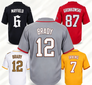 Mayfield # 6 Brady # 12 Gronkowski # 87 Irving # 7 Maillots de football et de baseball pour hommes, chemises de sport cousues - Product Image 1