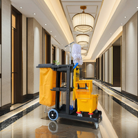 Chariot de nettoyage en plastique pour hôtel, centre commercial, chariot de ménage avec poignée pour supermarché, bureau, bâtiment, travaux d'assainissement