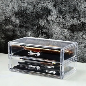 Boîte de rangement cosmétique transparente en <span class=keywords><strong>acrylique</strong></span>, boîte de rangement de bureau, boîte de rangement pour bijoux en <span class=keywords><strong>acrylique</strong></span> transparente, organisateur de <span class=keywords><strong>maquillage</strong></span> à 2 tiroirs - Product Image 1